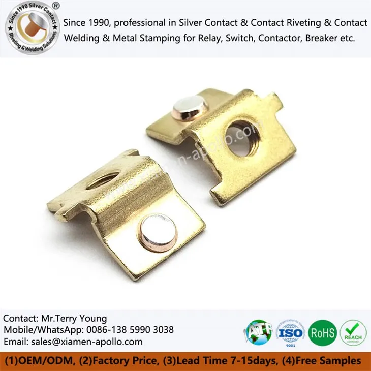 সিলভার পরিচিতি এবং ব্রাস স্ট্যাম্পিং রিভেটেড অংশ